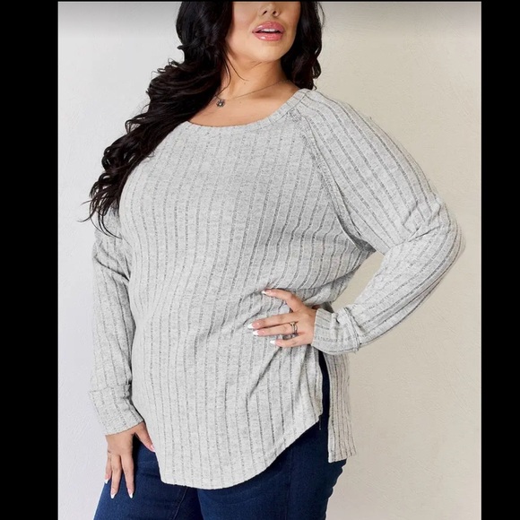 NWT Basic Bae Soft Knit Ribbed Tunic Top - XL & 2XL - Picture 1 of 5